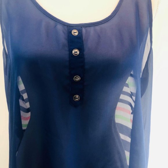 London Pie Woman’s Sz 1X Top Navy Coral Lime - Picture 5 of 8